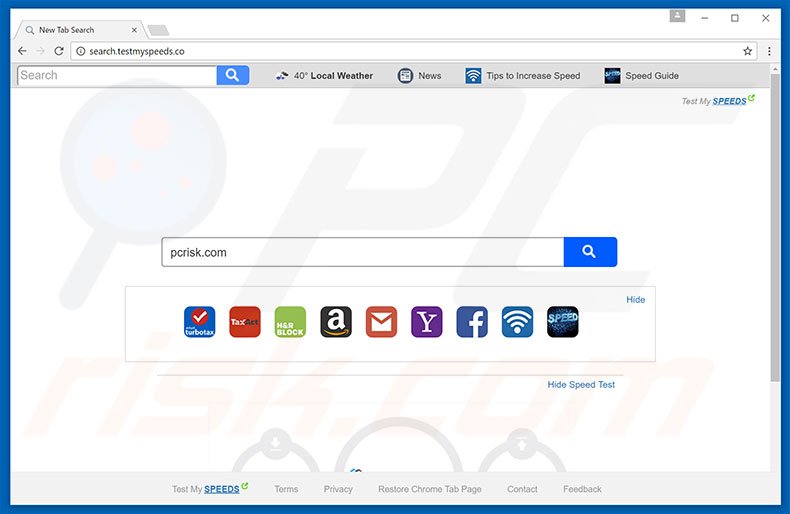 search.testmyspeeds.co browser hijacker