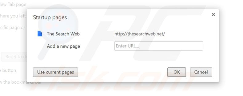 Removing thesearchweb.net from Google Chrome homepage