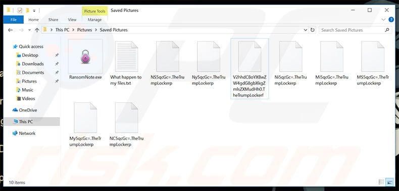 Files encrypted by The Trump Locker