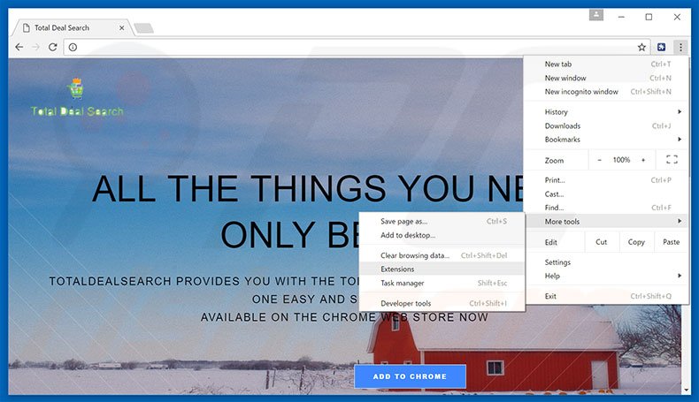 Removing Total Deal Search  ads from Google Chrome step 1