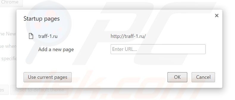 Removing traff-1.ru from Google Chrome homepage