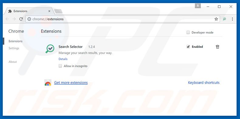 Removing universalsearch.co related Google Chrome extensions