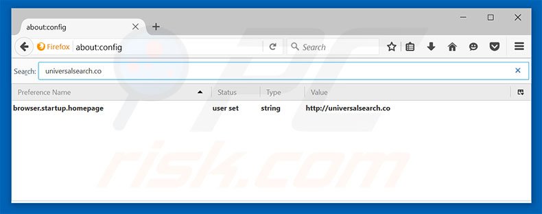 Removing universalsearch.co from Mozilla Firefox default search engine