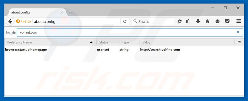 Removing search.volfind.com from Mozilla Firefox default search engine