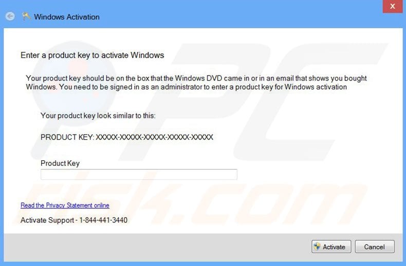 Windows Activation scam