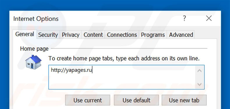 Removing yapages.ru from Internet Explorer homepage