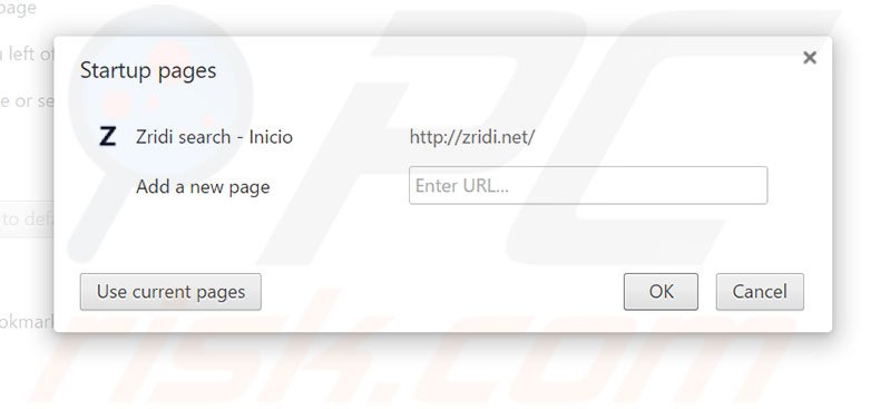 Removing zridi.net from Google Chrome homepage