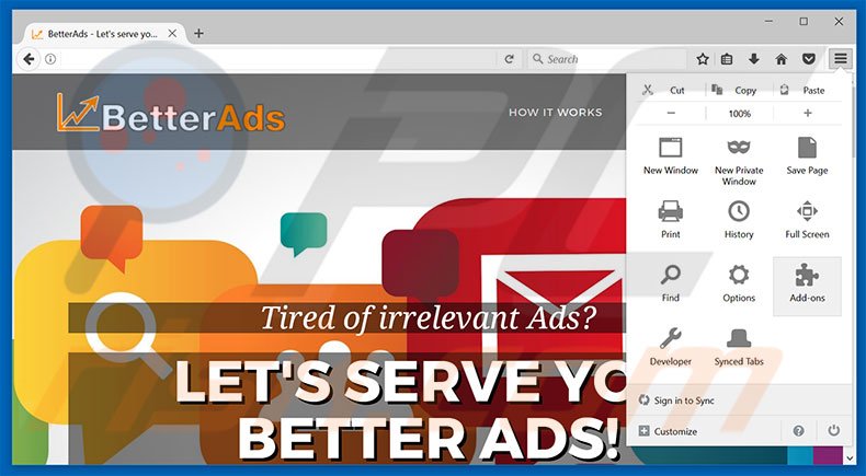 Removing BetterAds ads from Mozilla Firefox step 1