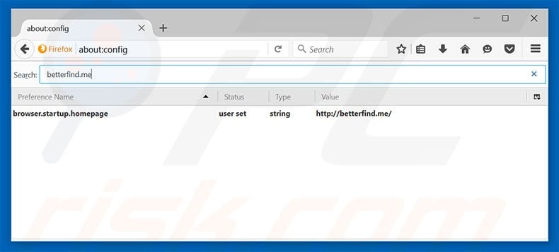 Removing betterfind.me from Mozilla Firefox default search engine