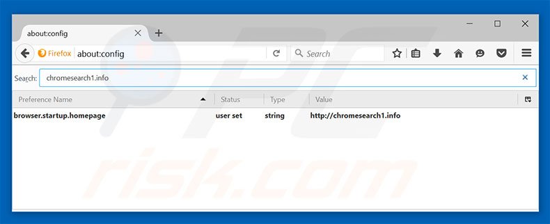 Removing chromesearch1.info from Mozilla Firefox default search engine