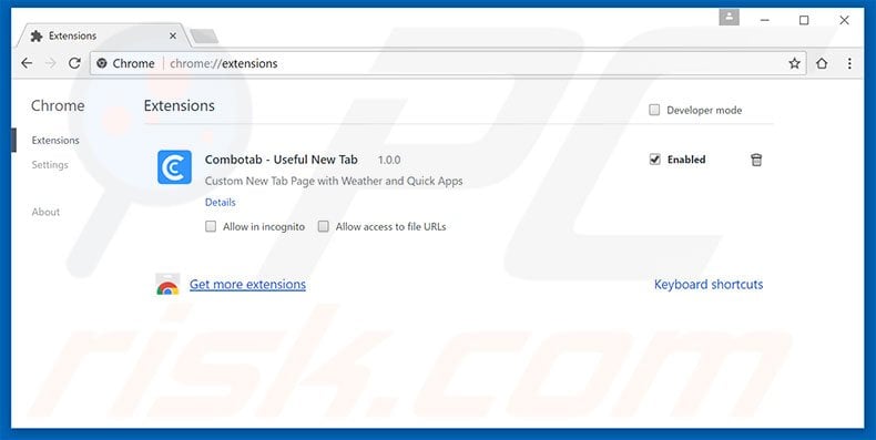 Removing combotab.com related Google Chrome extensions