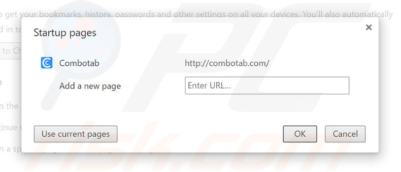 Removing combotab.com from Google Chrome homepage