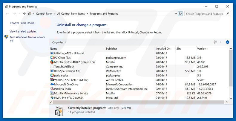 combotab.com browser hijacker uninstall via Control Panel