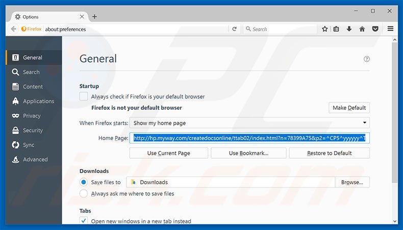 Removing hp.myway.com from Mozilla Firefox homepage