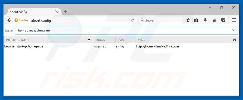 Removing home.dimakadima.com from Mozilla Firefox default search engine
