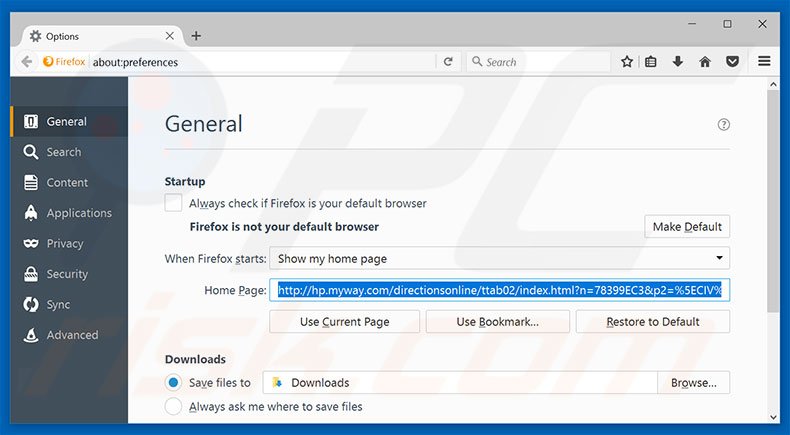 Removing hp.myway.com from Mozilla Firefox homepage