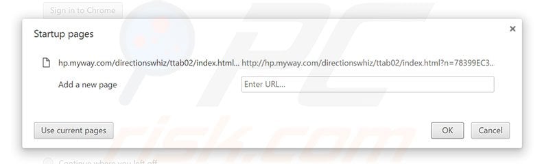 Removing hp.myway.com from Google Chrome homepage