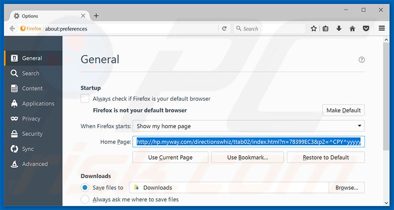 Removing hp.myway.com from Mozilla Firefox homepage