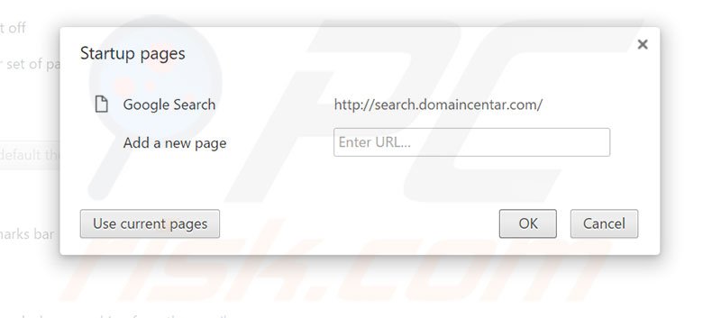 Removing search.domaincentar.com from Google Chrome homepage