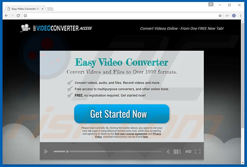 Website used to promote Easy Video Converter Access browser hijacker
