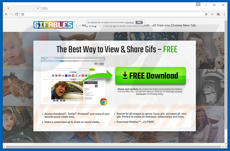 Website used to promote Gifables browser hijacker