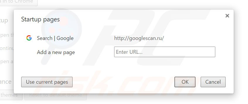Removing googlescan.ru from Google Chrome homepage