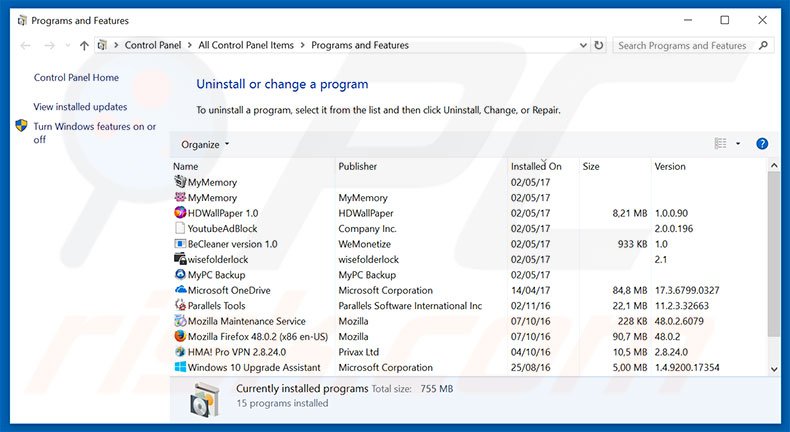 googlescan.ru browser hijacker uninstall via Control Panel