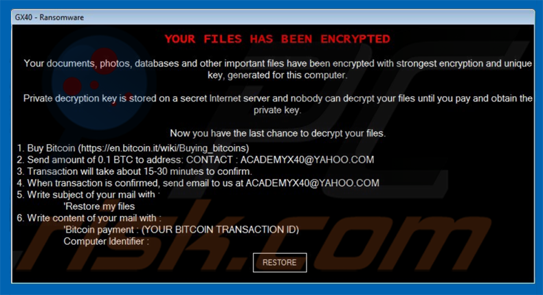 gx40 ransomware variant