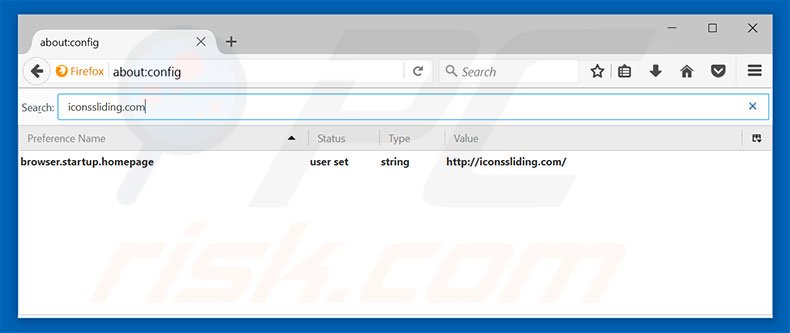 Removing iconssliding.com from Mozilla Firefox default search engine