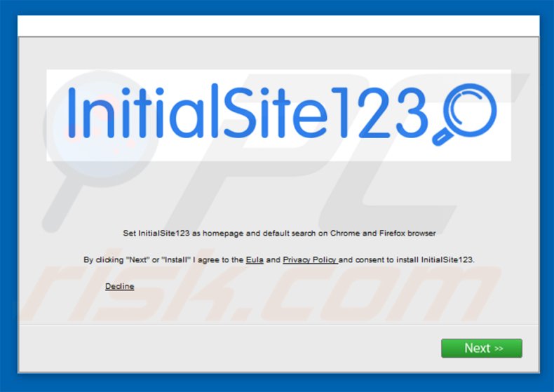initialsite123.com browser hijacker installer