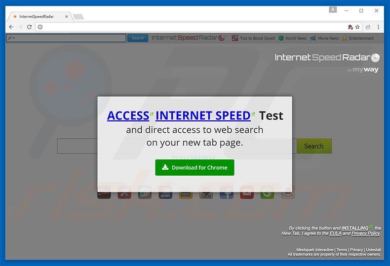 Website used to promote InternetSpeedRadar browser hijacker