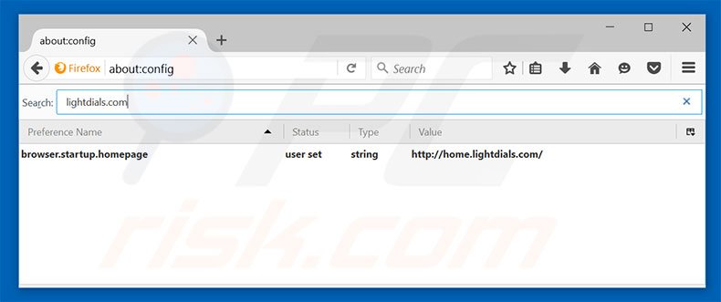 Removing home.lightdials.com from Mozilla Firefox default search engine