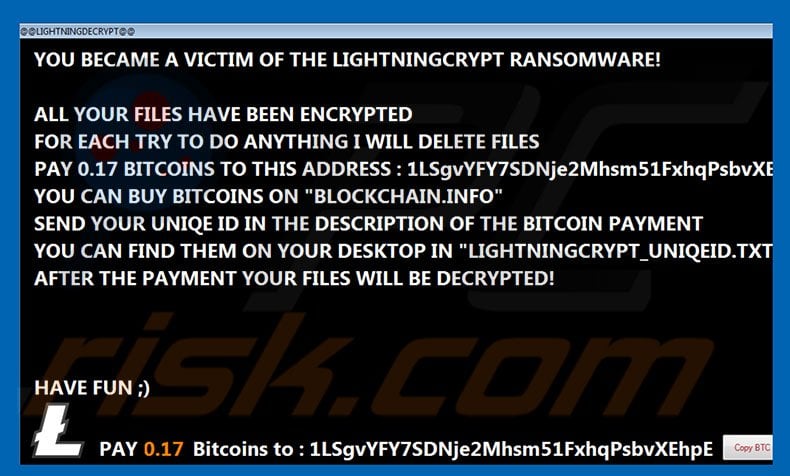 LIGHTNINGCRYPT decrypt instructions