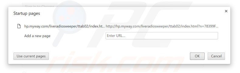 Removing hp.myway.com from Google Chrome homepage