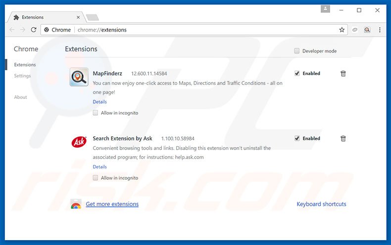 Removing hp.myway.com related Google Chrome extensions