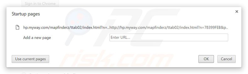 Removing hp.myway.com from Google Chrome homepage