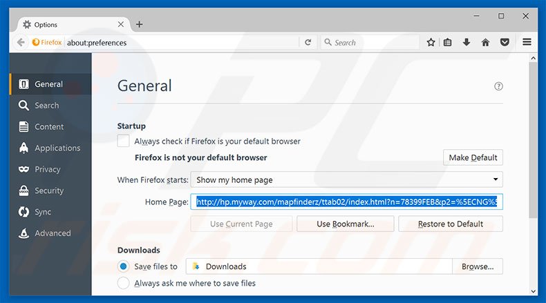 Removing hp.myway.com from Mozilla Firefox homepage