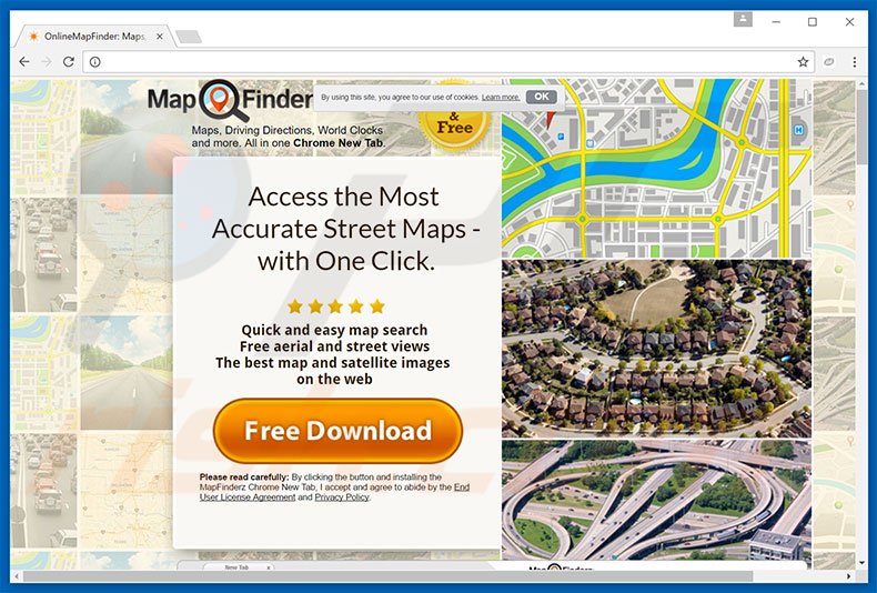 Website used to promote MapFinderz browser hijacker