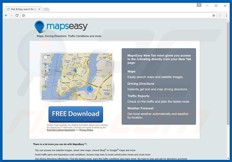 Website used to promote MapsEasy browser hijacker