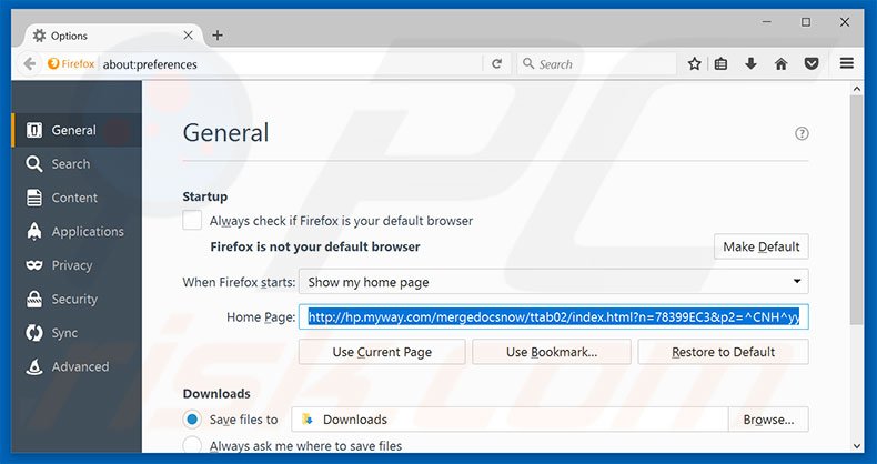 Removing hp.myway.com from Mozilla Firefox homepage