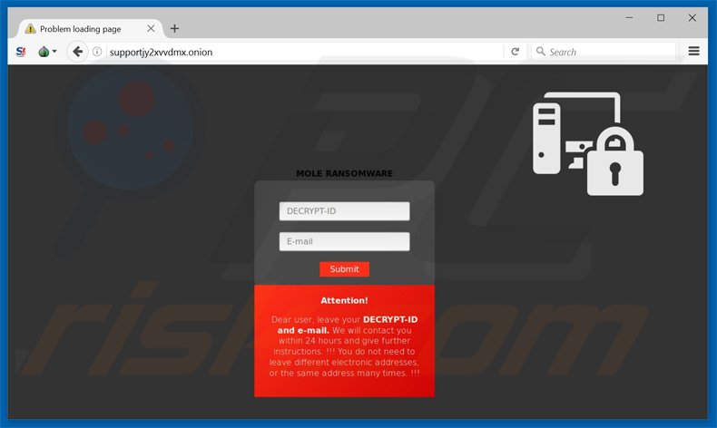 mole ransomware tor website