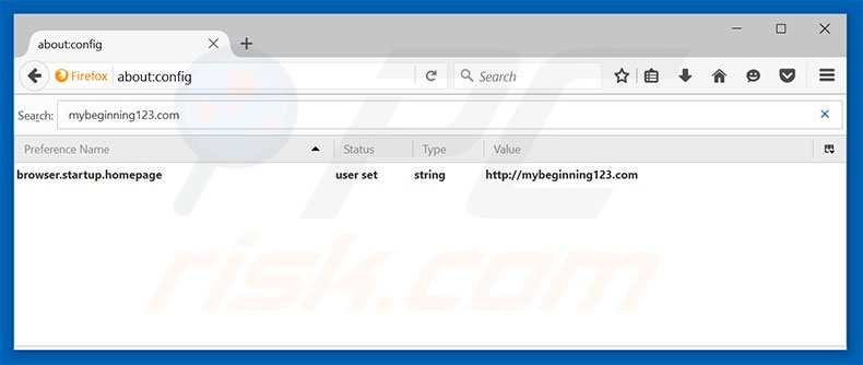 Removing mybeginning123.com from Mozilla Firefox default search engine