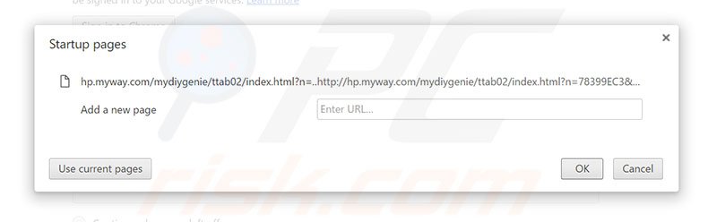 Removing hp.myway.com from Google Chrome homepage