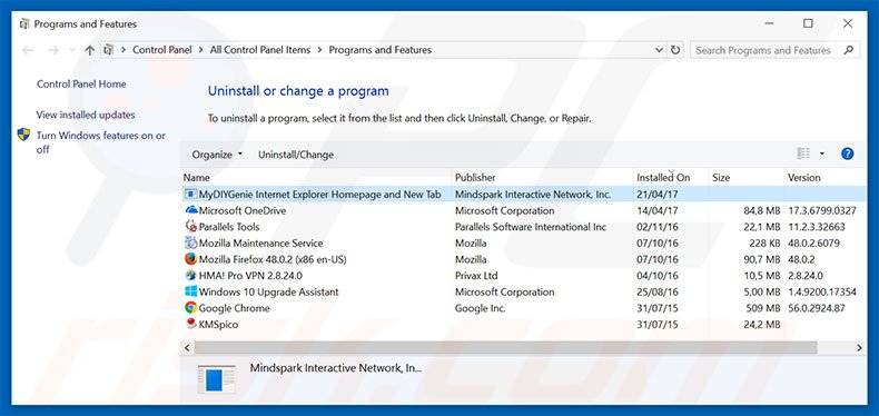 hp.myway.com browser hijacker uninstall via Control Panel