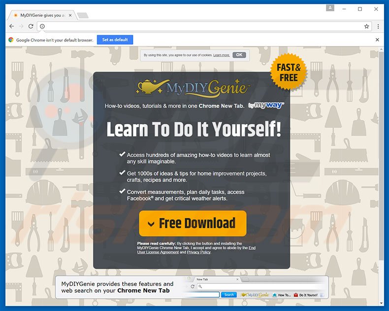 Website used to promote MyDIYGenie browser hijacker