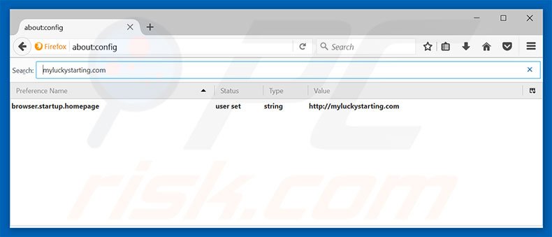 Removing myluckystarting.com from Mozilla Firefox default search engine