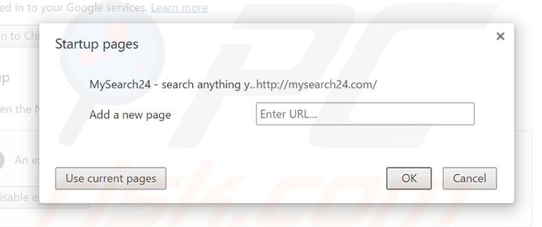 Removing mysearch24.com from Google Chrome homepage