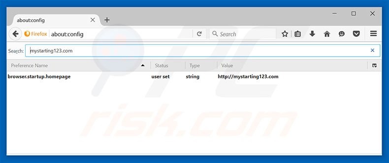 Removing mystarting123.com from Mozilla Firefox default search engine