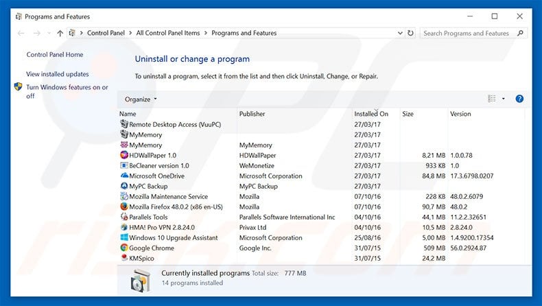 nostopped.net adware uninstall via Control Panel