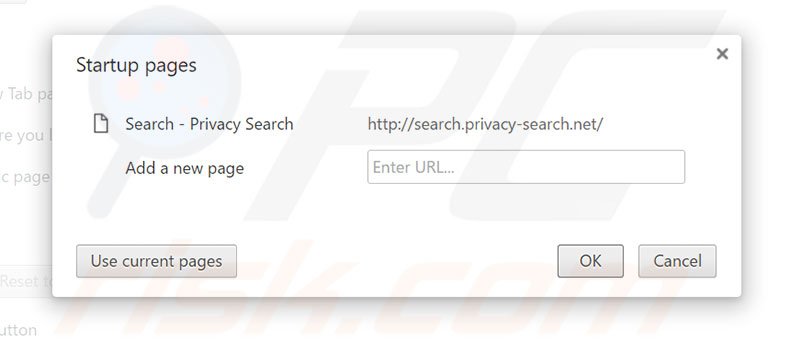 verwijderen search.privacy-search.net vanaf de startpagina van Google Chrome
